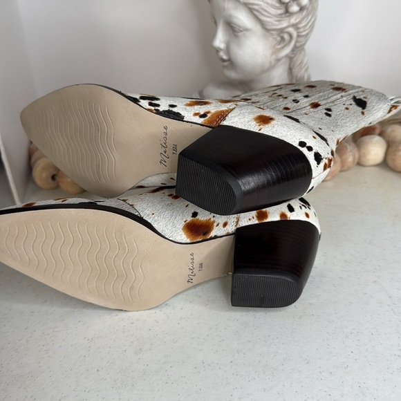 Collins White Multi Speckle Calf Hair Leather Ankle Boots Sz 7.5 - Picture 6 of 12